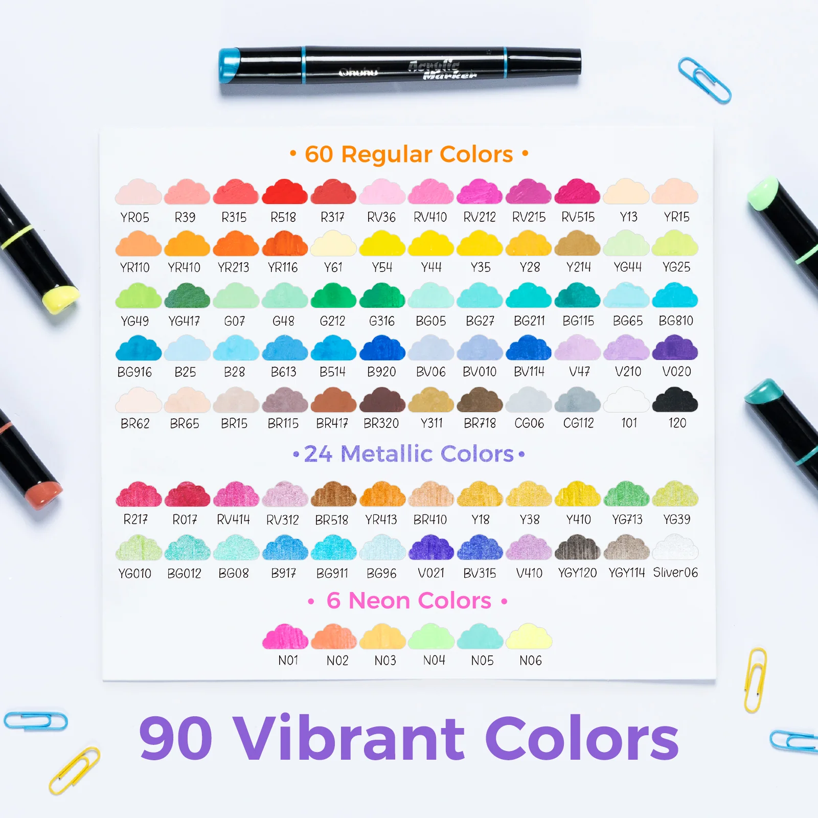 Ohuhu Dual Nib Waterproof Acrylic Pen 30 / 60 / 90 Colors - Kakaako - Image 22