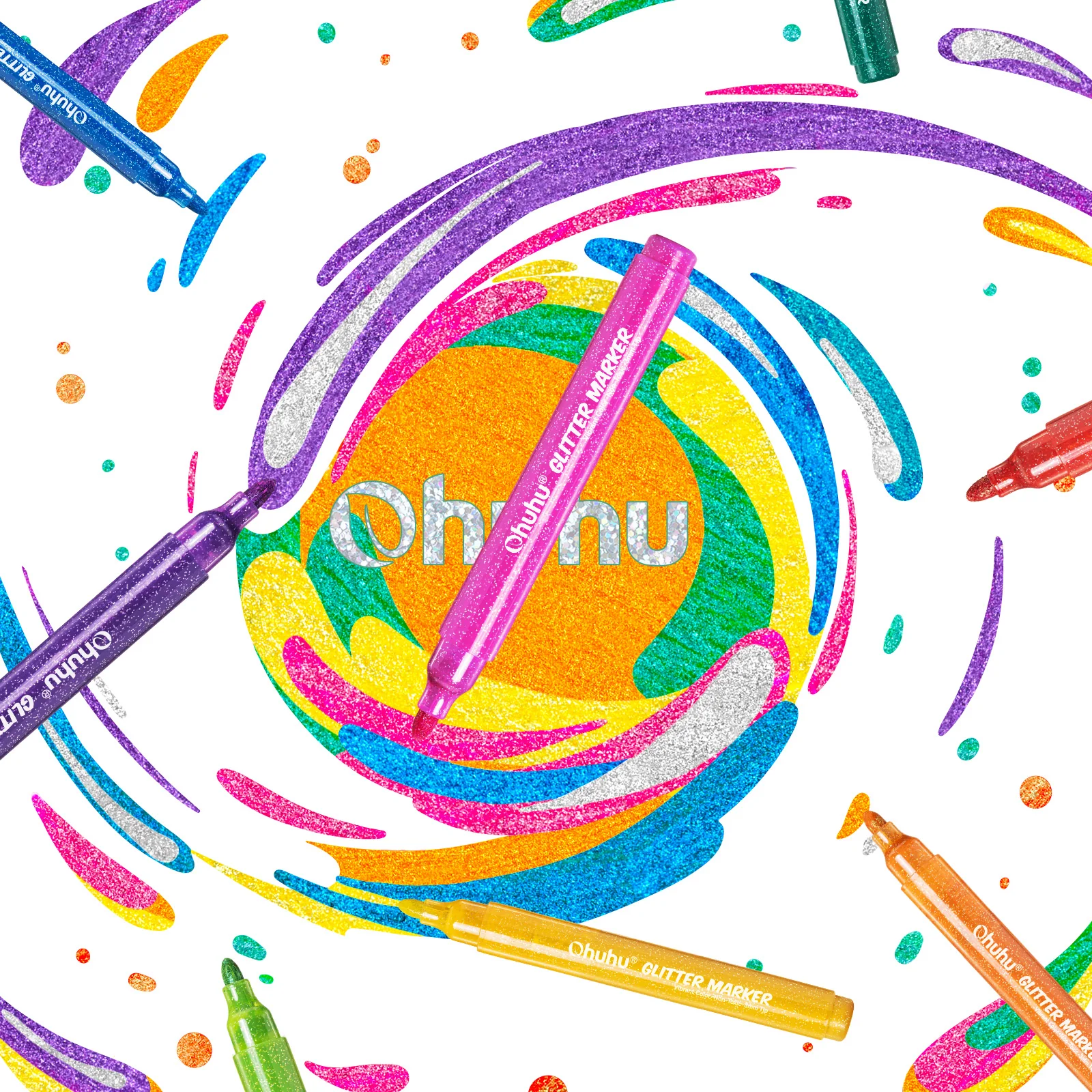Ohuhu Water-Based Glitter Metallic Marker Pens, 12 Shimmer Colors - Image 16