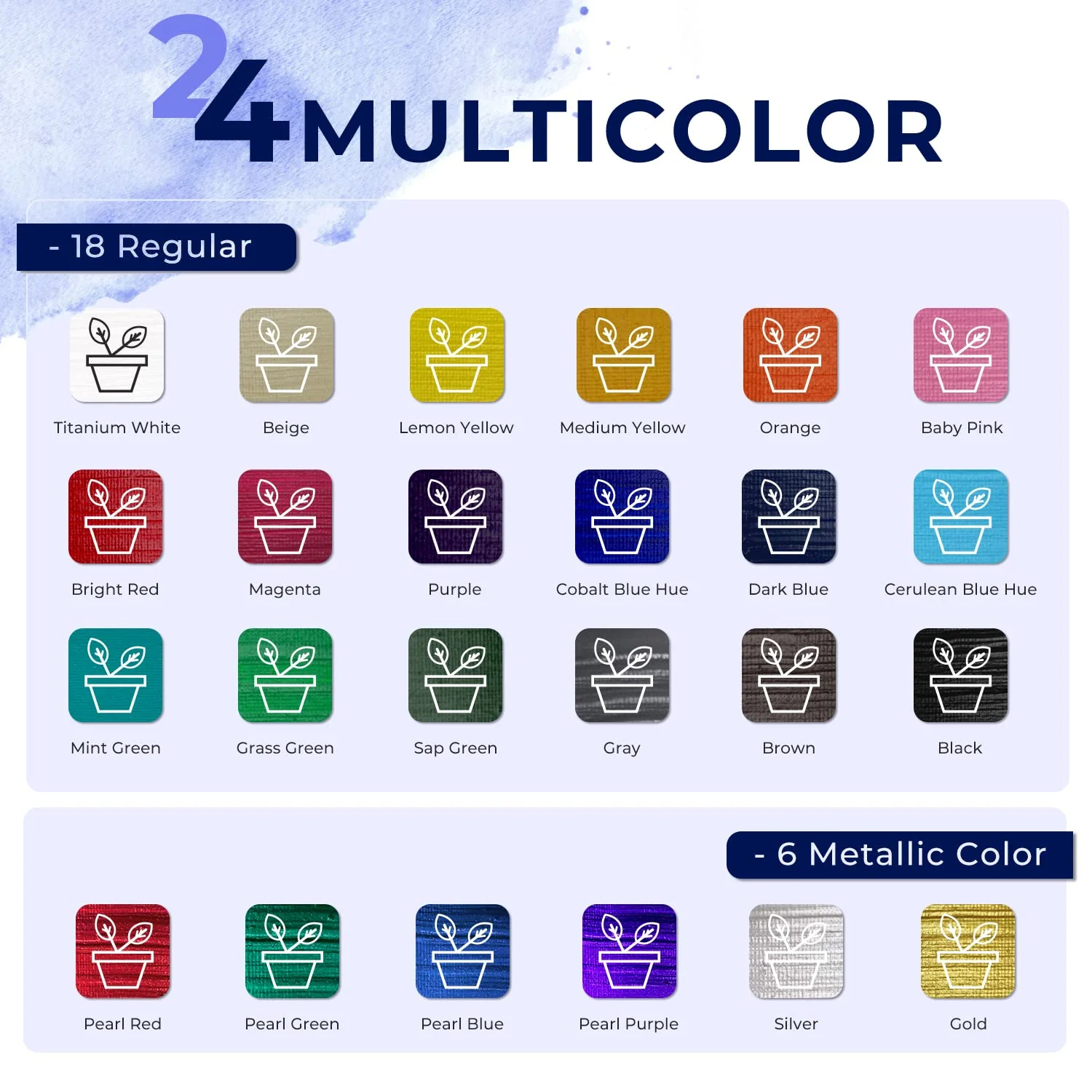 Ohuhu 24 Colors Art Craft Acrylic Paint Set - Image 3