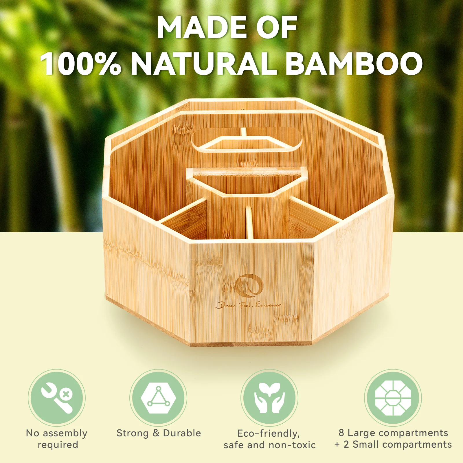Ohuhu 360° Bamboo Rotating Marker Organizer - Image 11