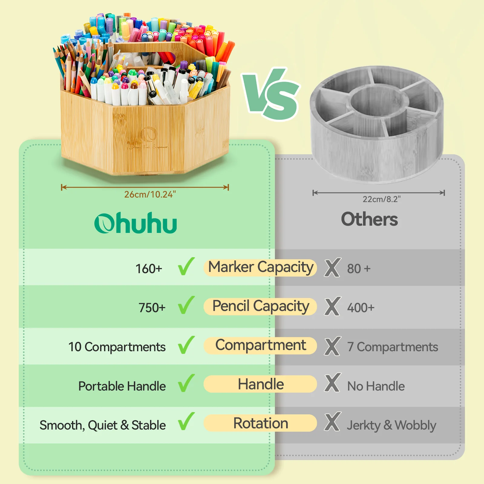 Ohuhu 360° Bamboo Rotating Marker Organizer - Image 7