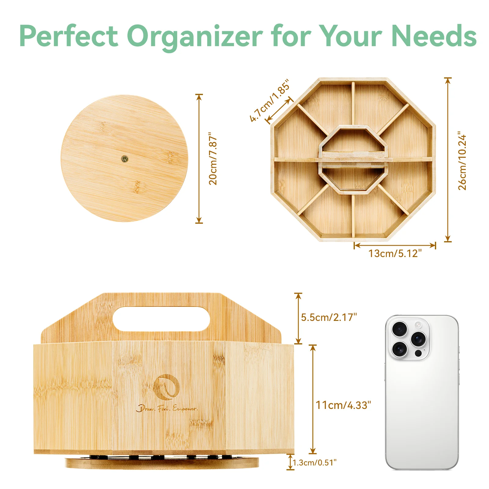 Ohuhu 360° Bamboo Rotating Marker Organizer - Image 9