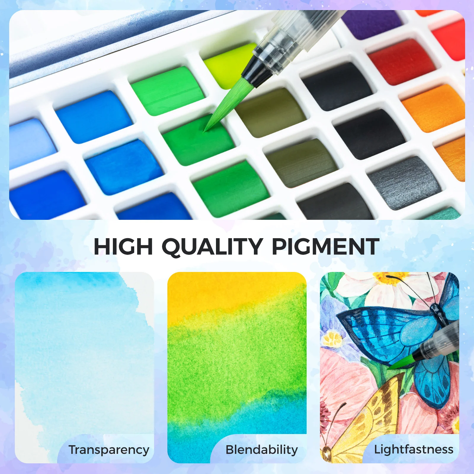 Ohuhu 50 Colors Portable Watercolor Paint Set - Image 3