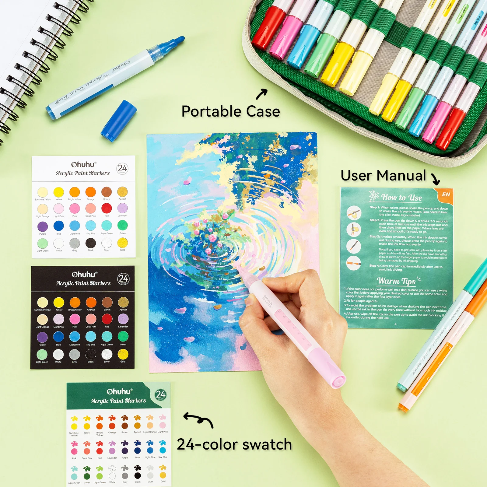 Ohuhu Acrylic Markers 24 Colors 48 Pack - Image 3