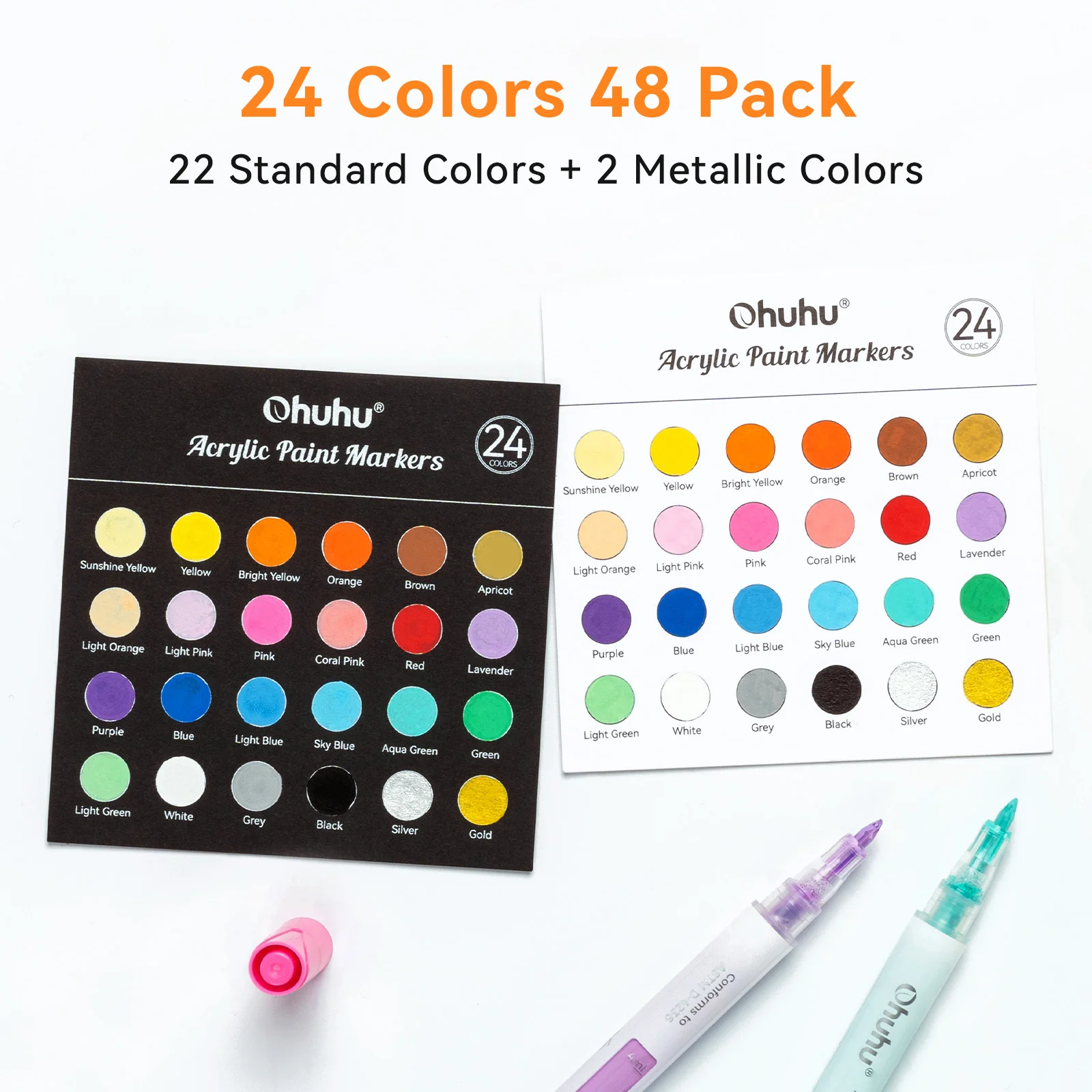 Ohuhu Acrylic Markers 24 Colors 48 Pack - Image 6