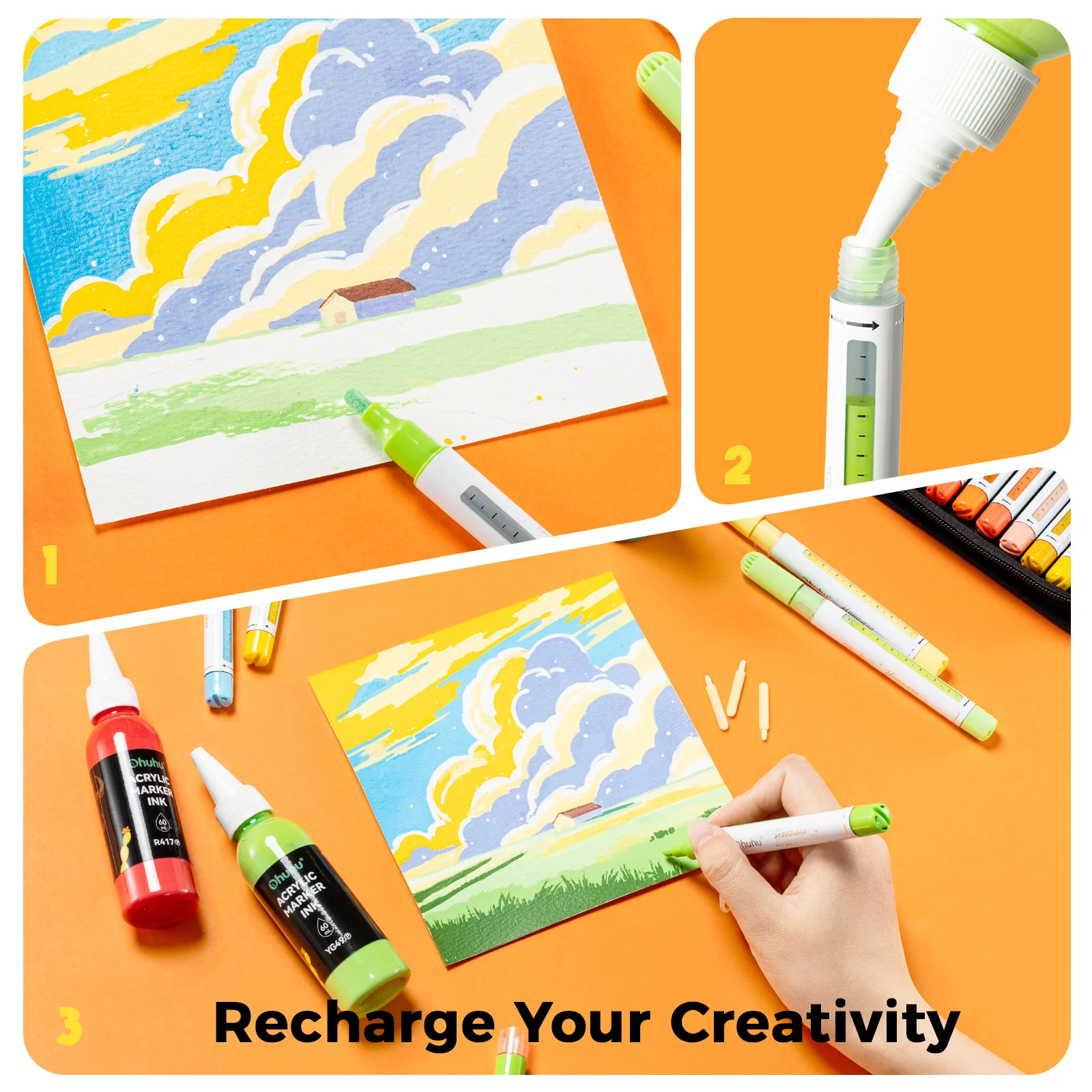 Ohuhu Acrylic Paint Markers Refillable 36 Colors – Hanauma - Image 3
