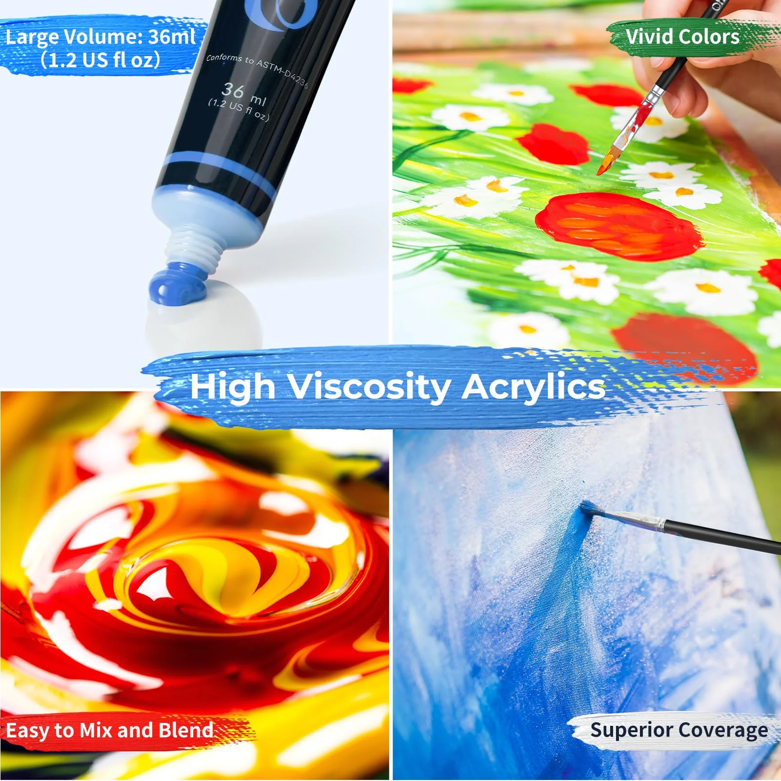Ohuhu Acrylic Paint Set for Beginners with Tutorial (Canada Domestic Shipping) - Image 3