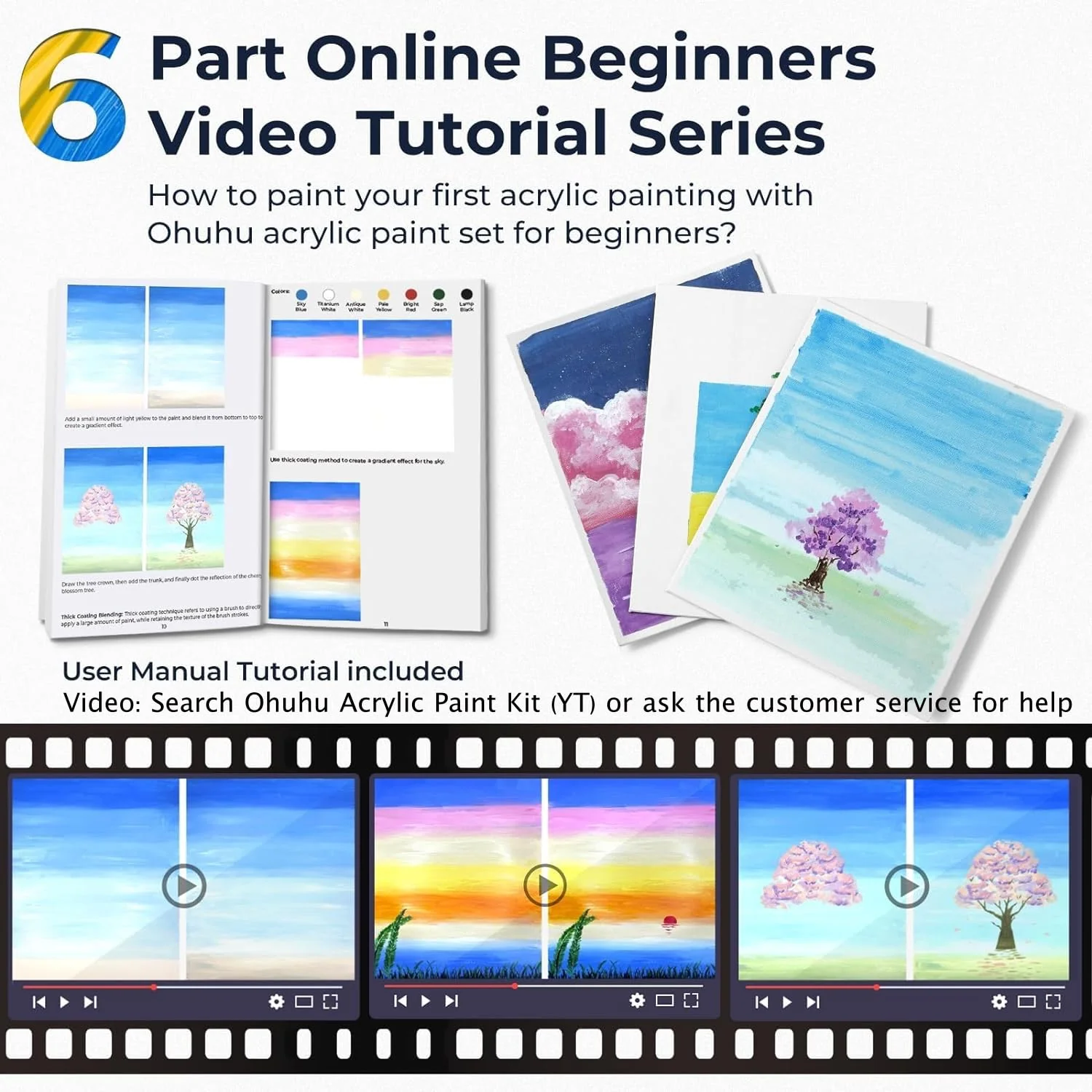 Ohuhu Acrylic Paint Set for Beginners with Tutorial (Canada Domestic Shipping) - Image 4