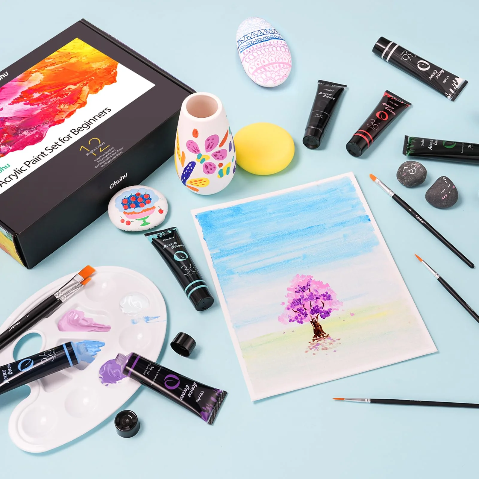 Ohuhu Acrylic Paint Set for Beginners with Tutorial (Canada Domestic Shipping) - Image 7