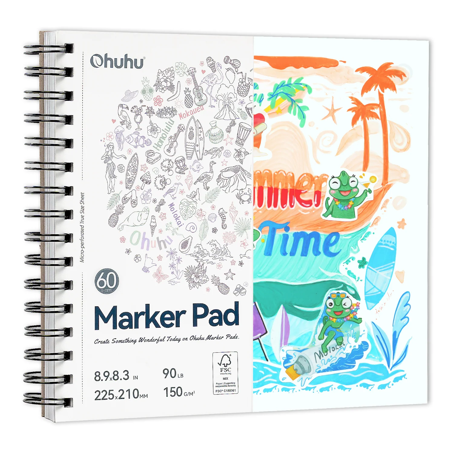Ohuhu Bleedproof Double-Sided Marker Pad, Spiral-Bound - Image 10