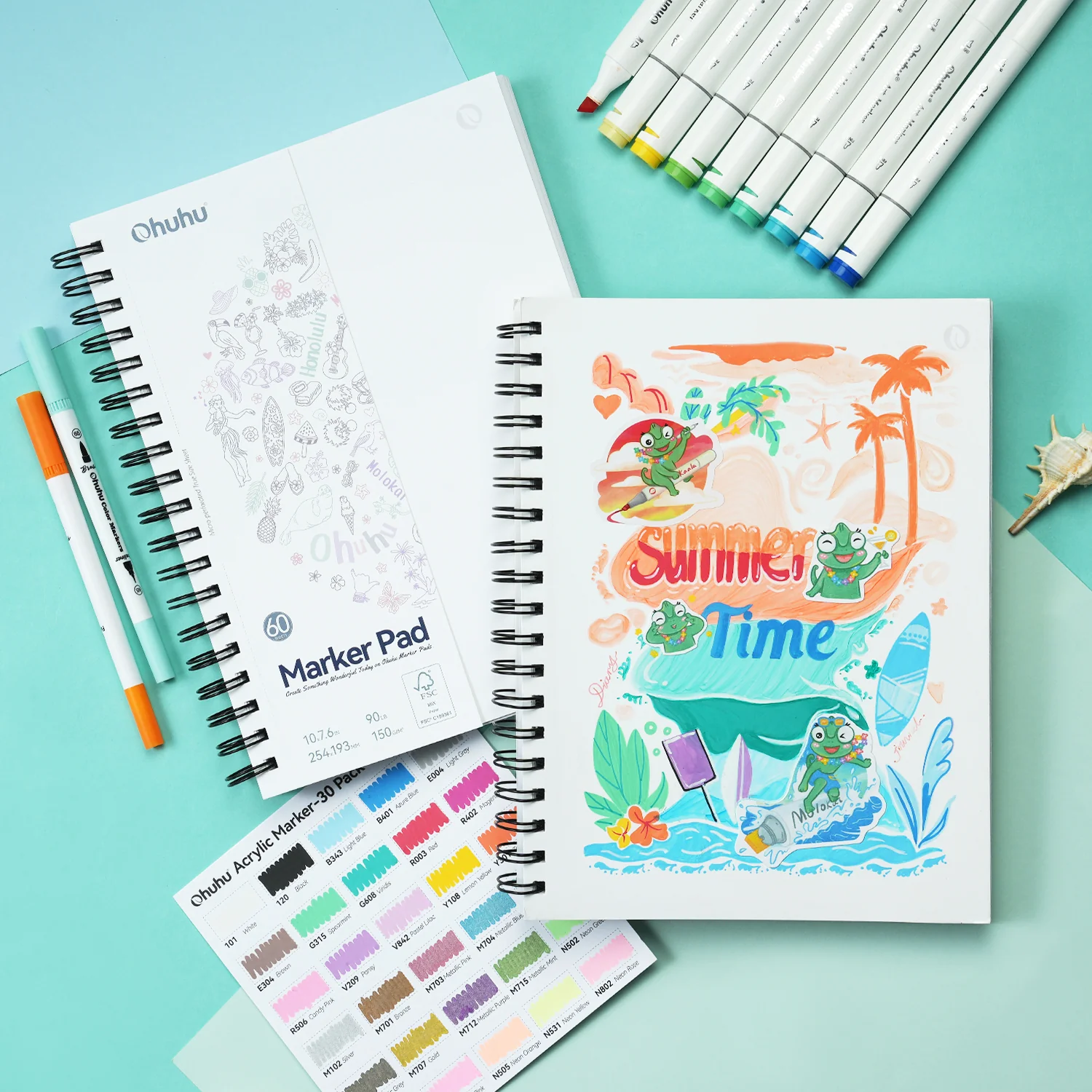 Ohuhu Bleedproof Double-Sided Marker Pad, Spiral-Bound - Image 17