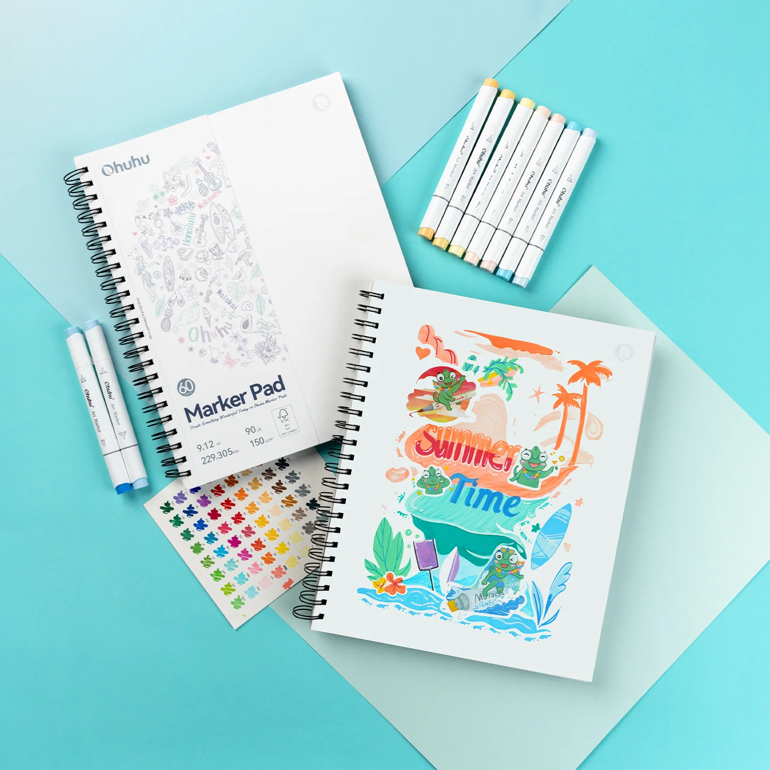 Ohuhu Bleedproof Double-Sided Marker Pad, Spiral-Bound - Image 19
