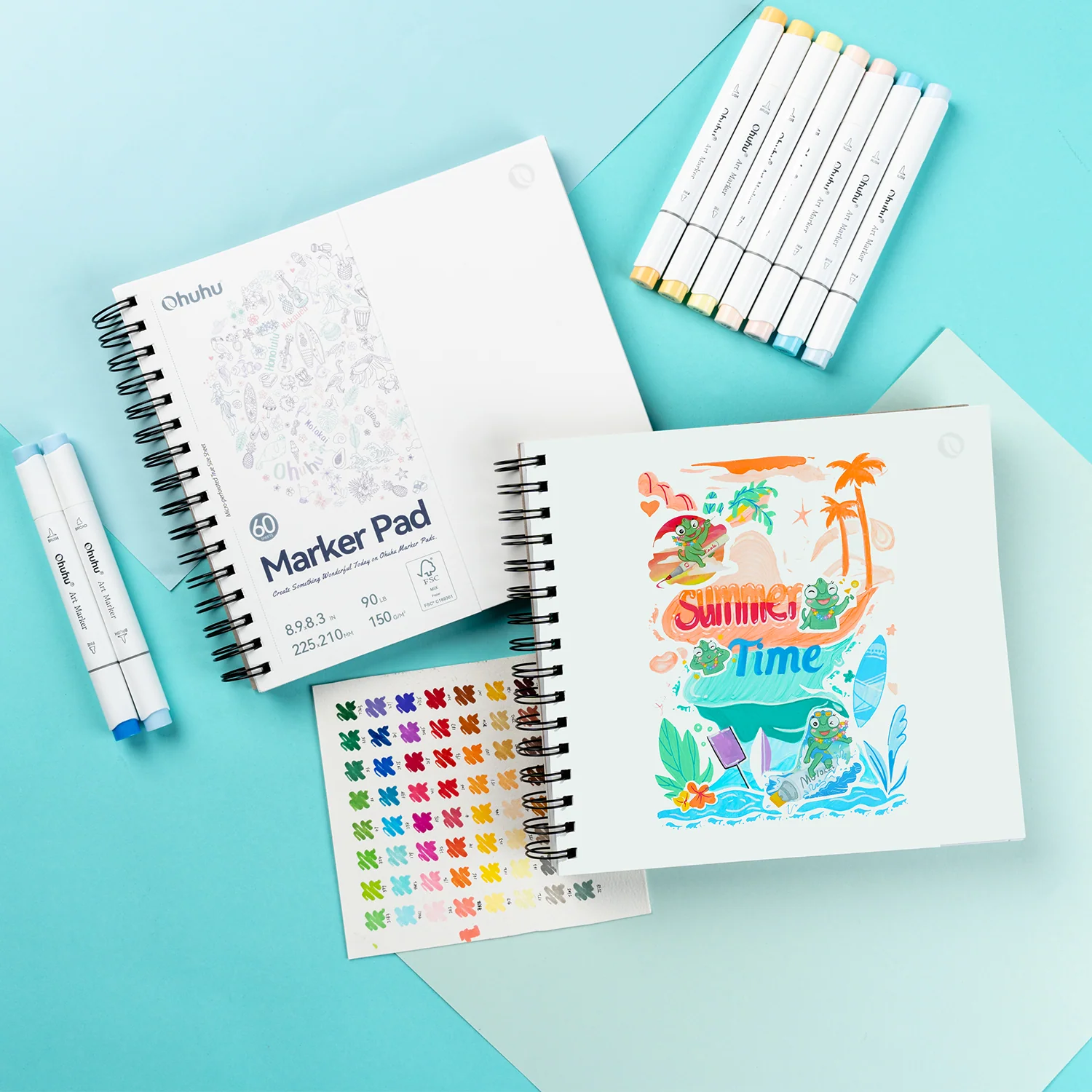 Ohuhu Bleedproof Double-Sided Marker Pad, Spiral-Bound - Image 20