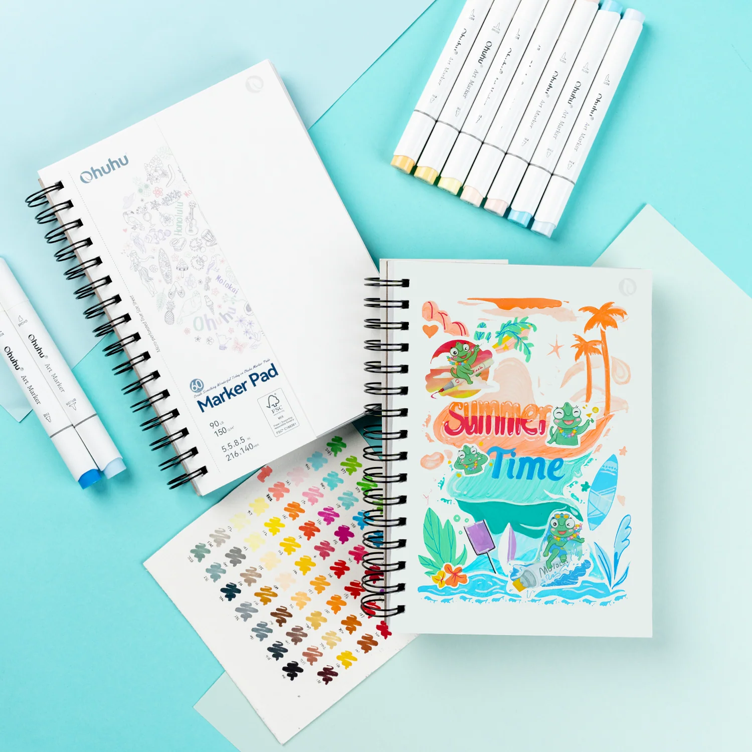 Ohuhu Bleedproof Double-Sided Marker Pad, Spiral-Bound - Image 21