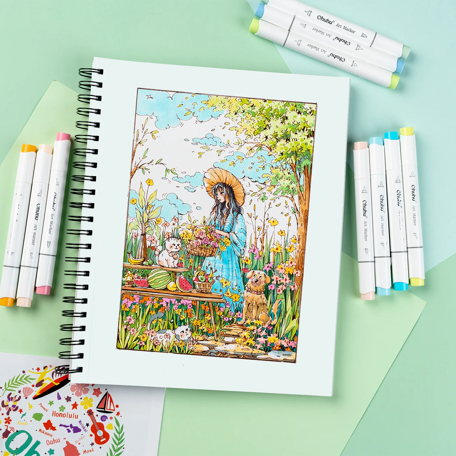 Ohuhu Bleedproof Double-Sided Marker Pad, Spiral-Bound - Image 22