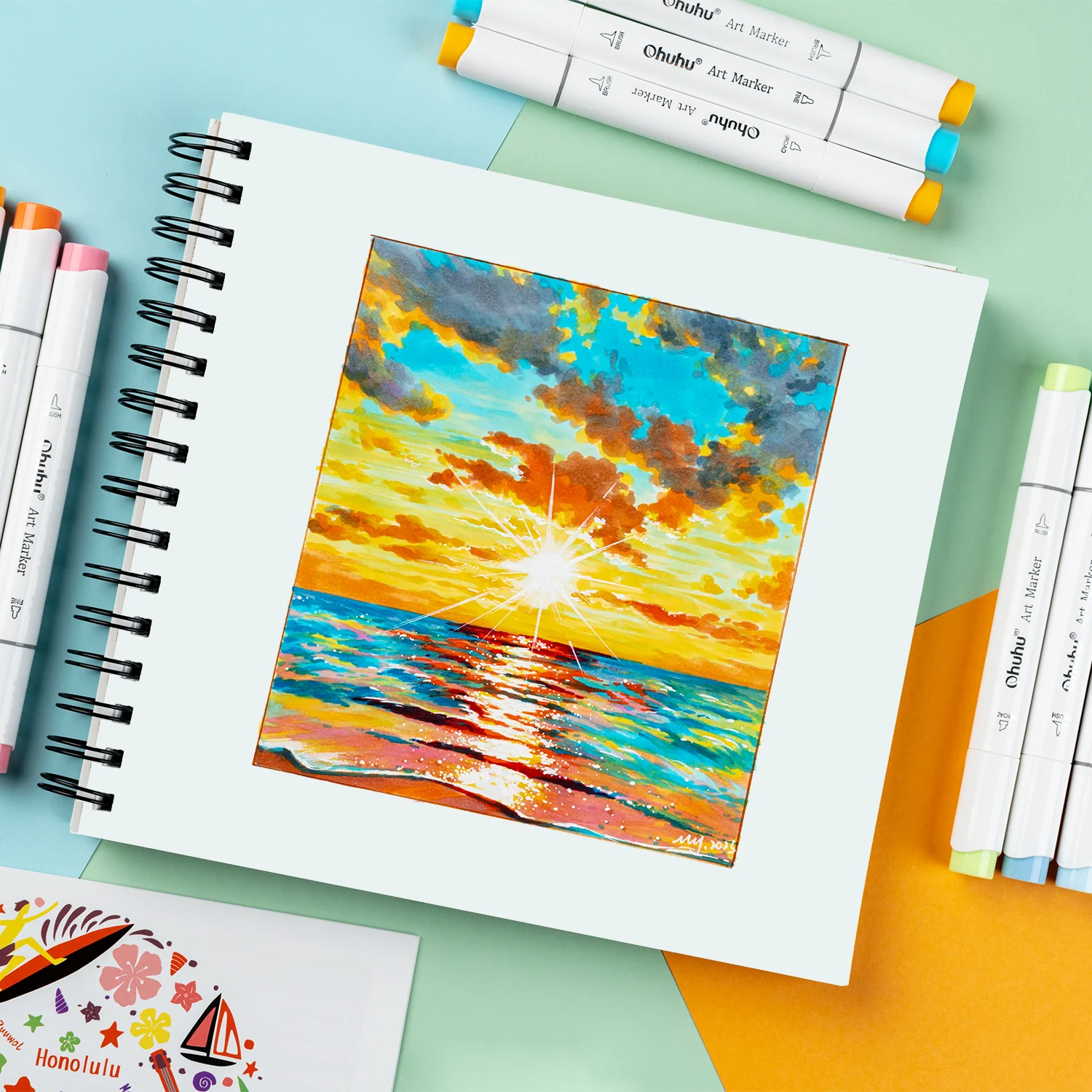 Ohuhu Bleedproof Double-Sided Marker Pad, Spiral-Bound - Image 23