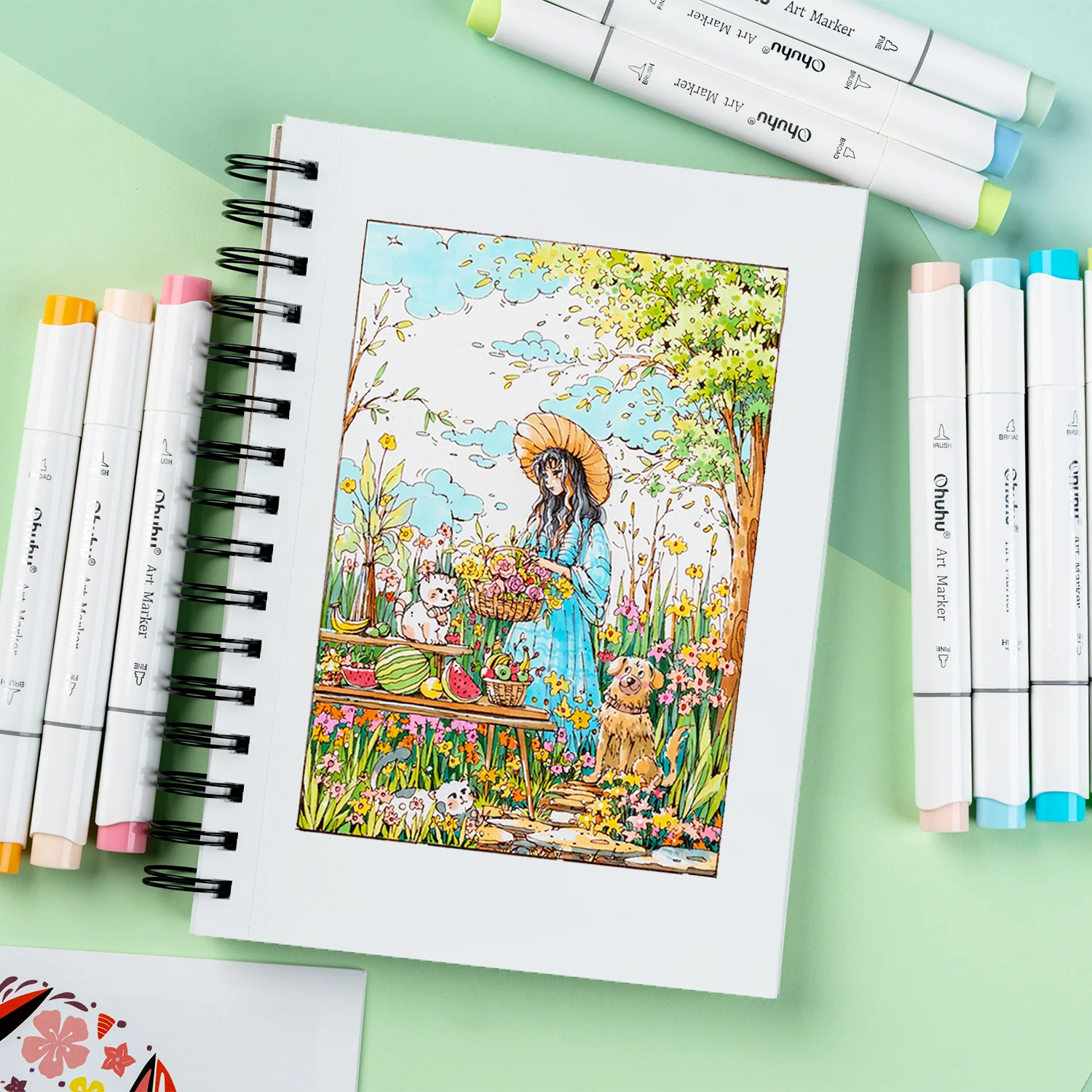 Ohuhu Bleedproof Double-Sided Marker Pad, Spiral-Bound - Image 24