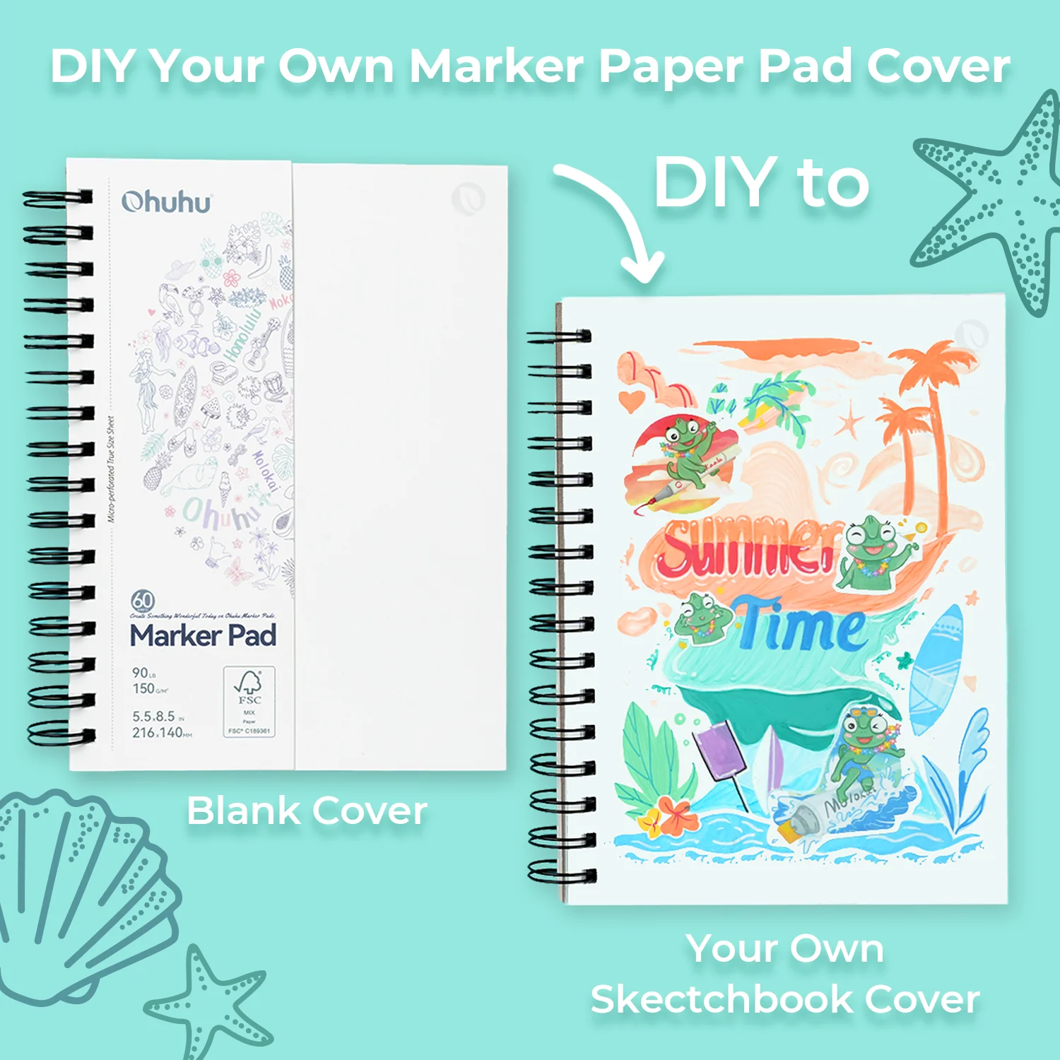 Ohuhu Bleedproof Double-Sided Marker Pad, Spiral-Bound - Image 30