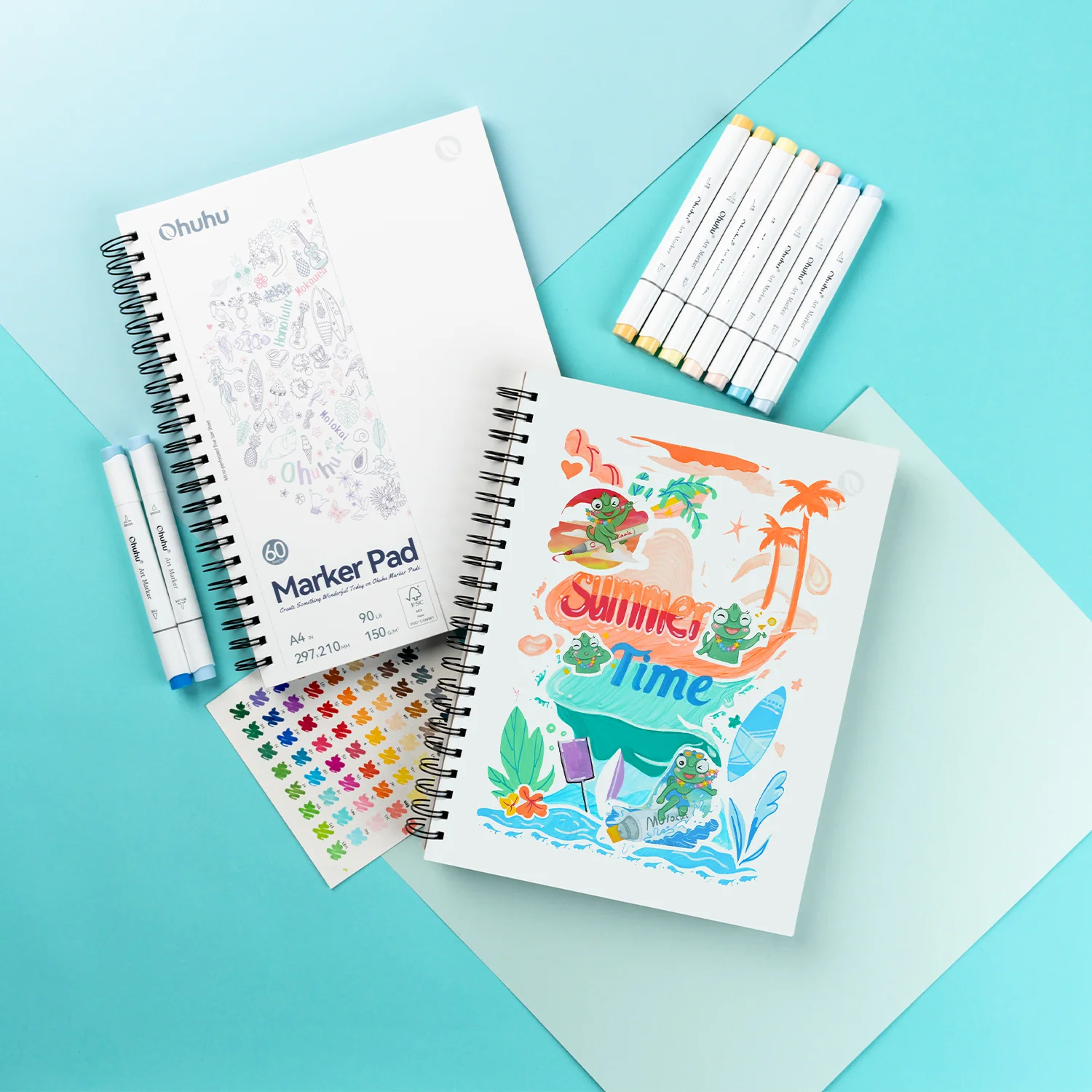 Ohuhu Bleedproof Double-Sided Marker Pad, Spiral-Bound - Image 34