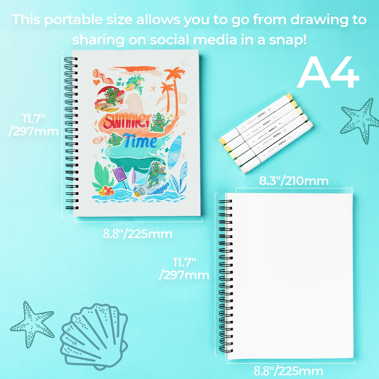 Ohuhu Bleedproof Double-Sided Marker Pad, Spiral-Bound - Image 36
