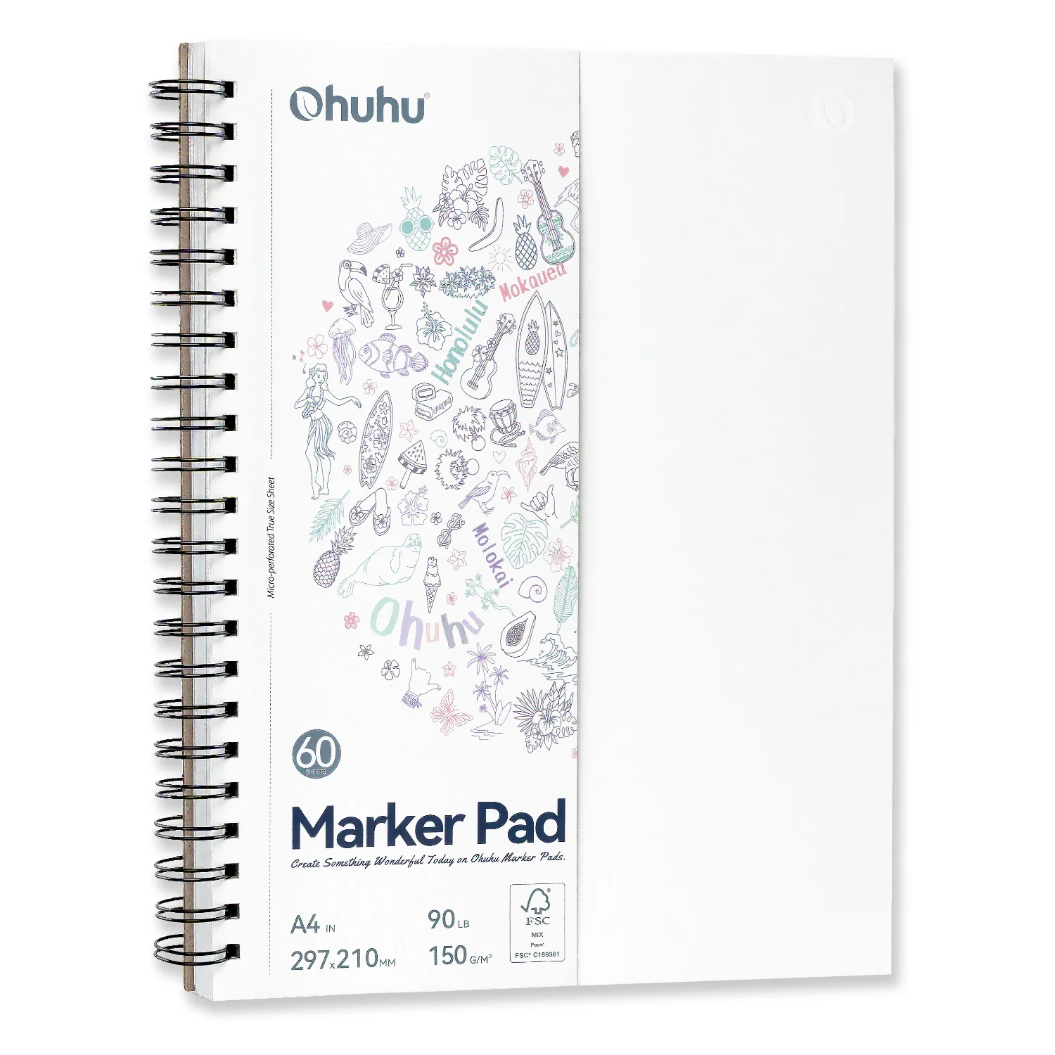 Ohuhu Bleedproof Double-Sided Marker Pad, Spiral-Bound - Image 4