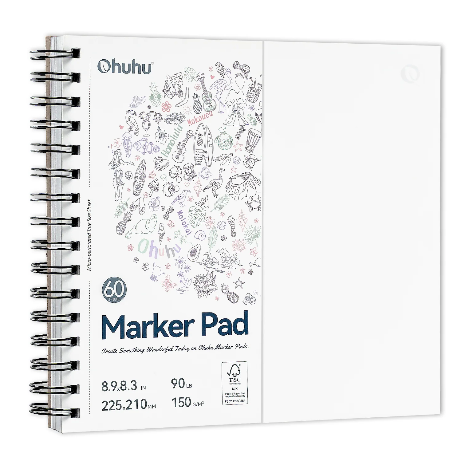 Ohuhu Bleedproof Double-Sided Marker Pad, Spiral-Bound - Image 5