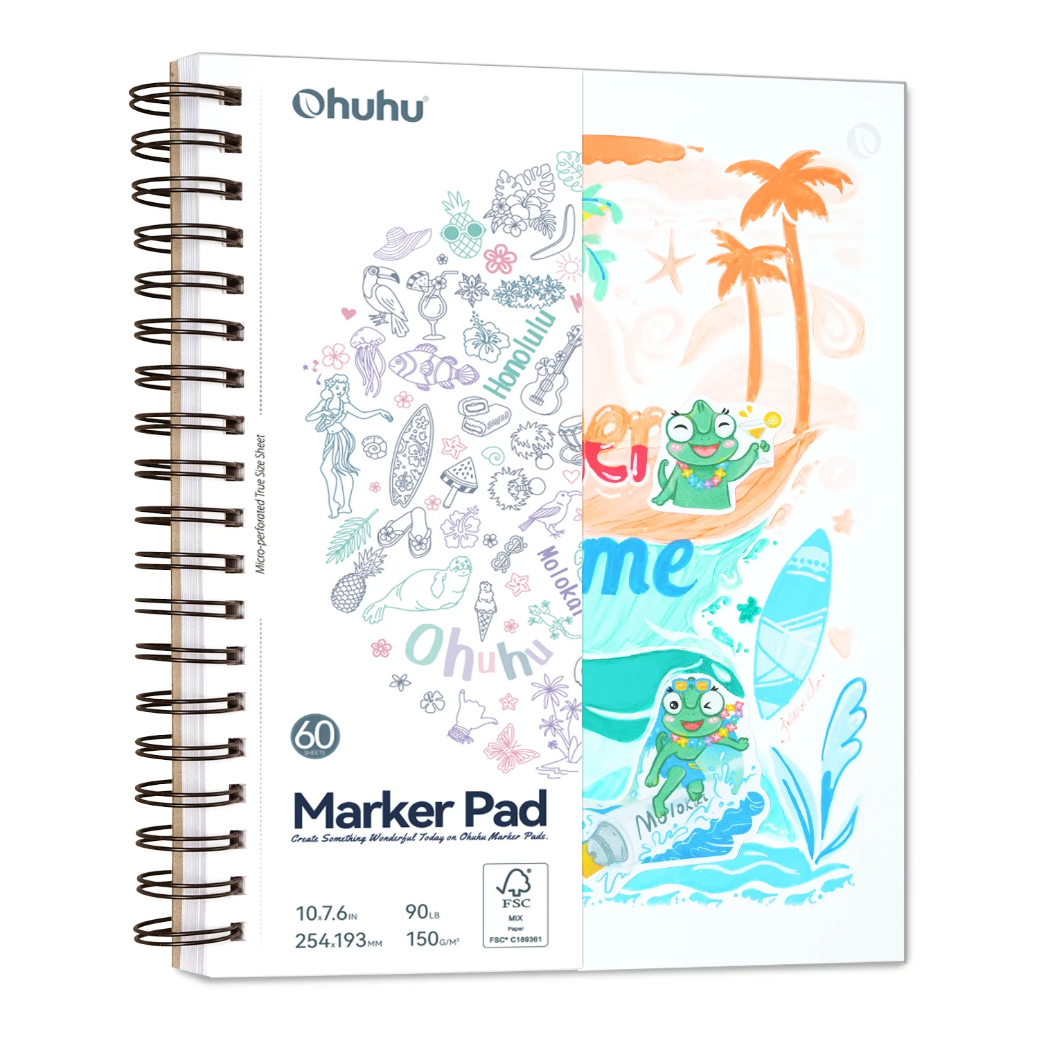 Ohuhu Bleedproof Double-Sided Marker Pad, Spiral-Bound - Image 6