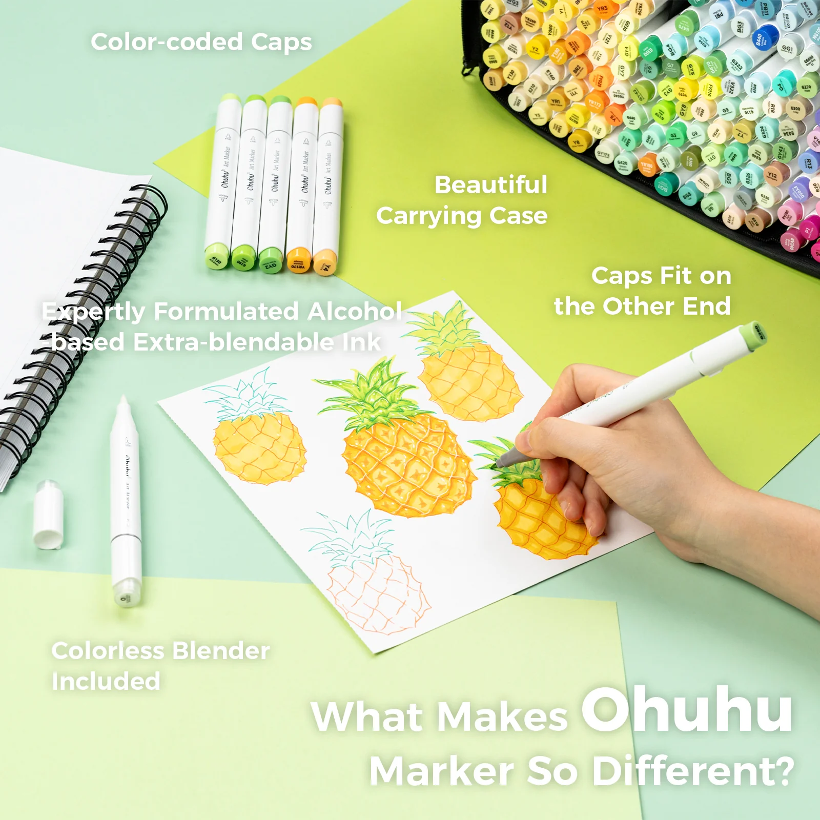 Ohuhu Honolulu Brush Markers - Large Set - Image 16