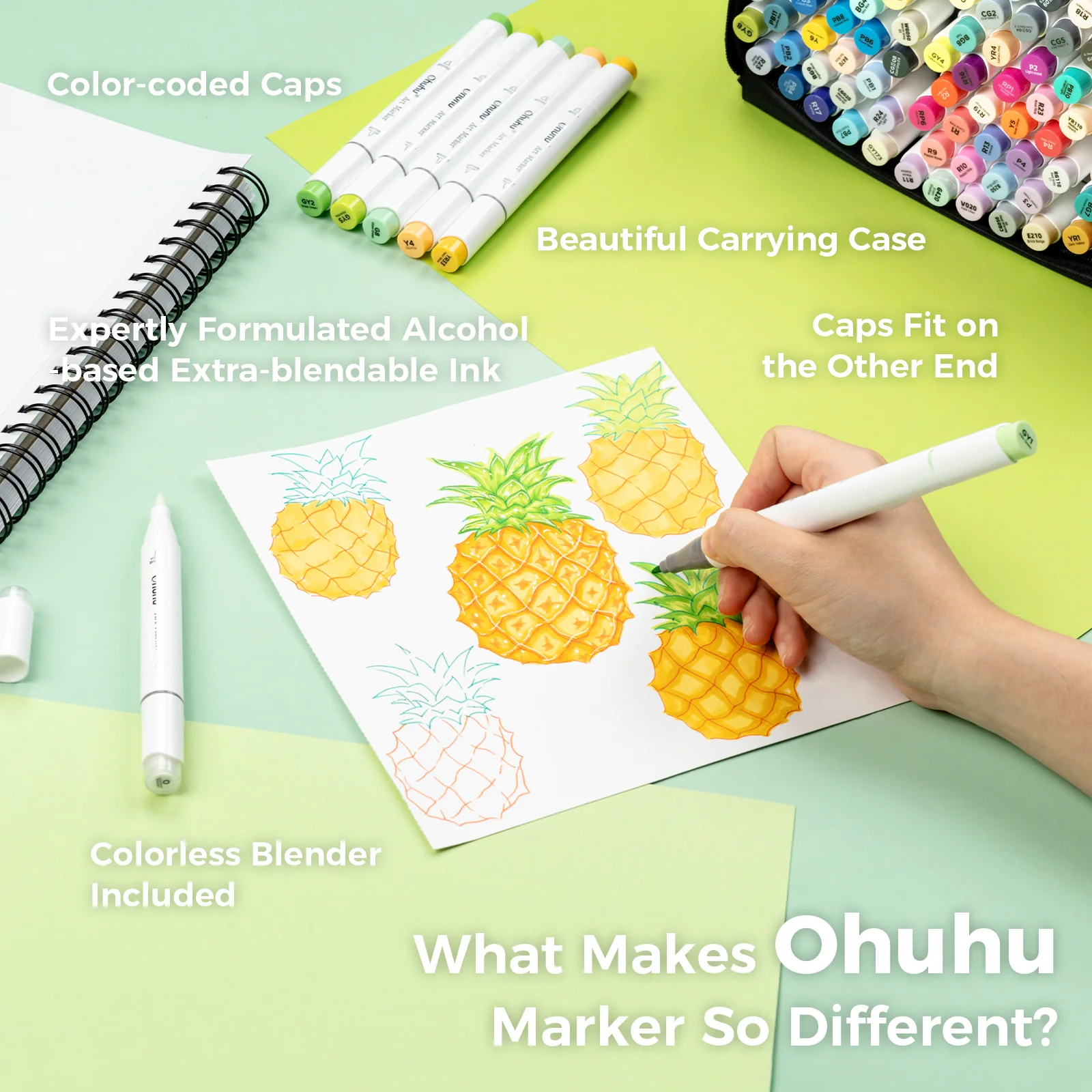 Ohuhu Honolulu Brush Markers - Large Set - Image 24