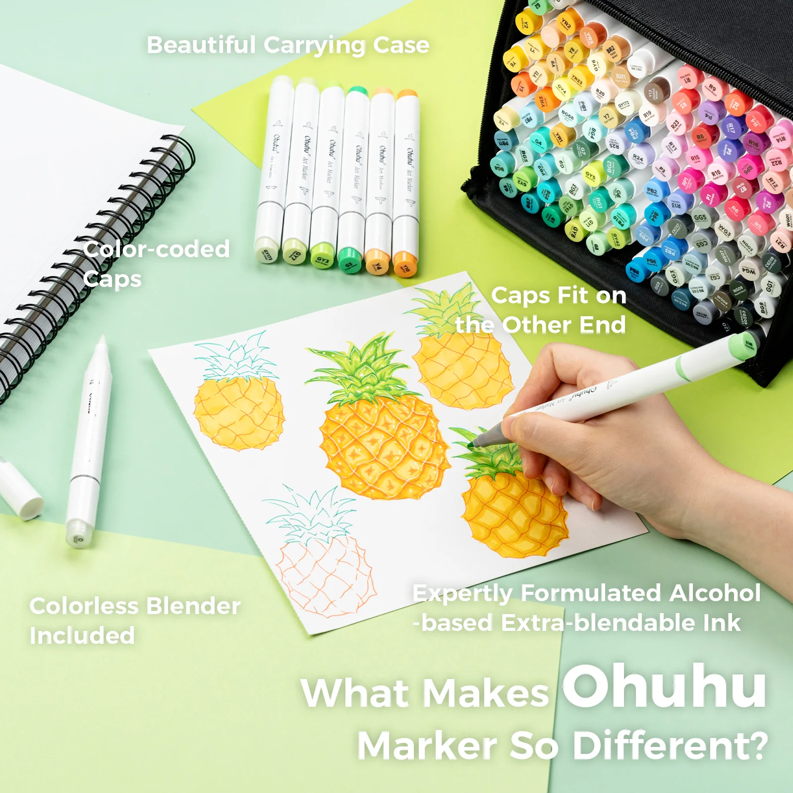 Ohuhu Honolulu Brush Markers - Large Set - Image 28