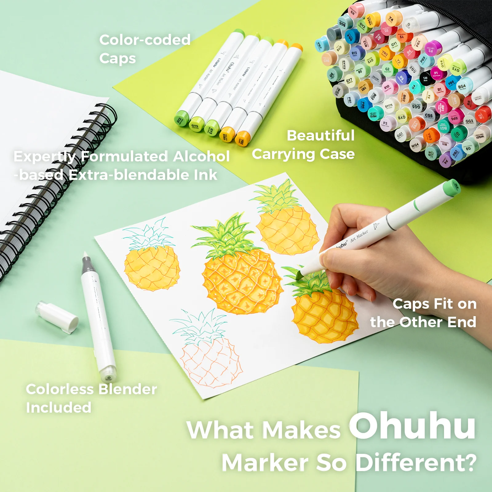 Ohuhu Honolulu Brush Markers - Large Set - Image 30