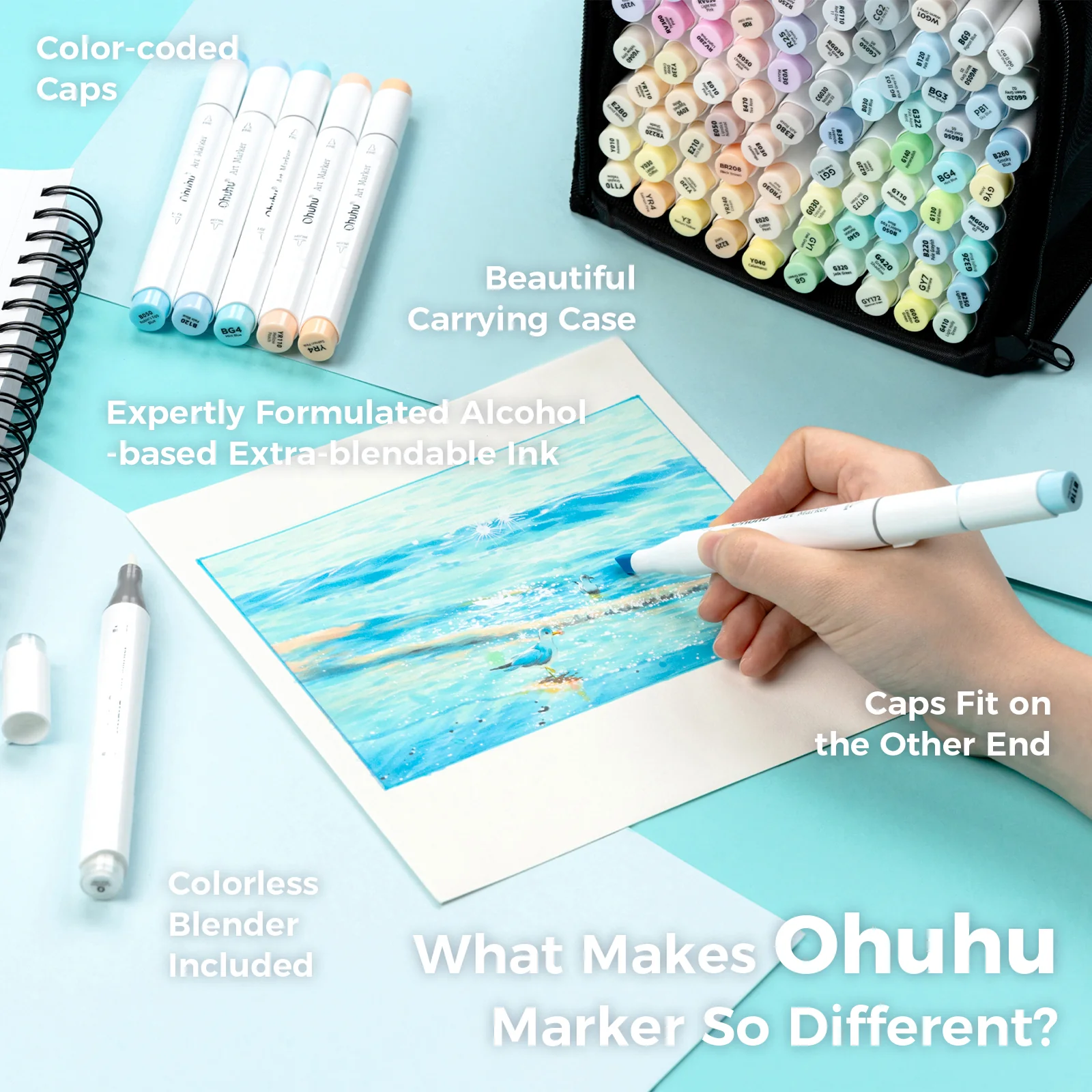 Ohuhu Honolulu Brush Markers - Large Set - Image 56