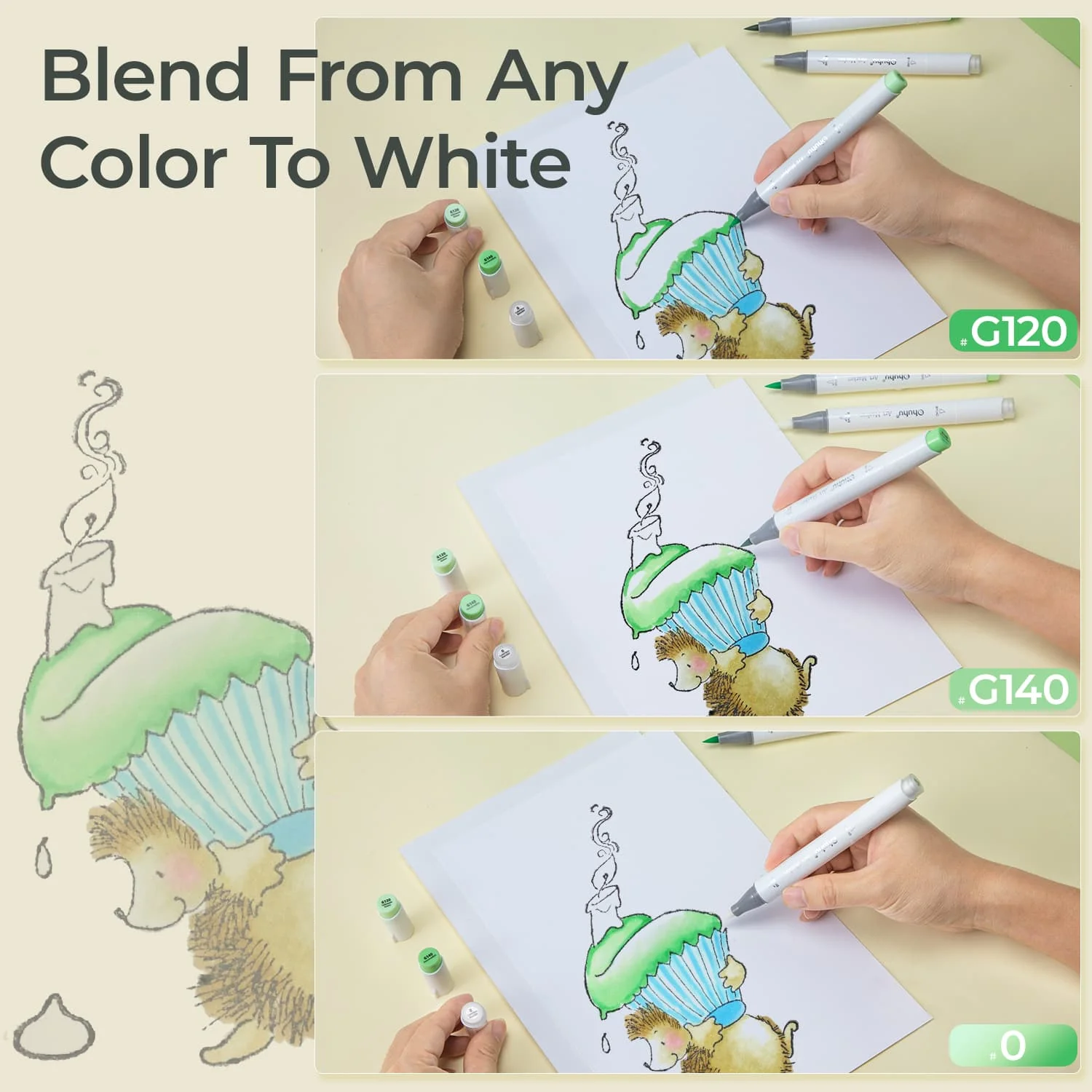 Ohuhu Honolulu Colorless Blender Marker - Pack of 6 - Image 4