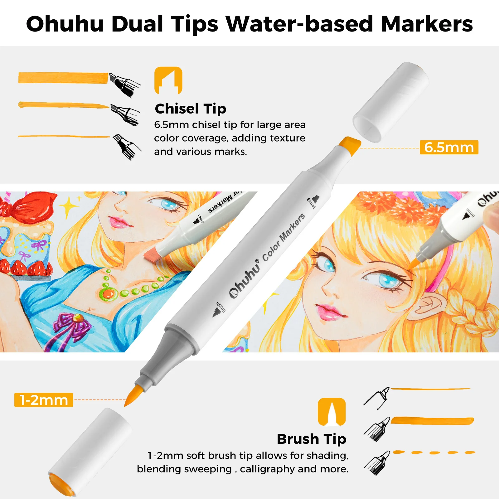 Ohuhu Dual Tips Water-Based Art Markers - Image 7