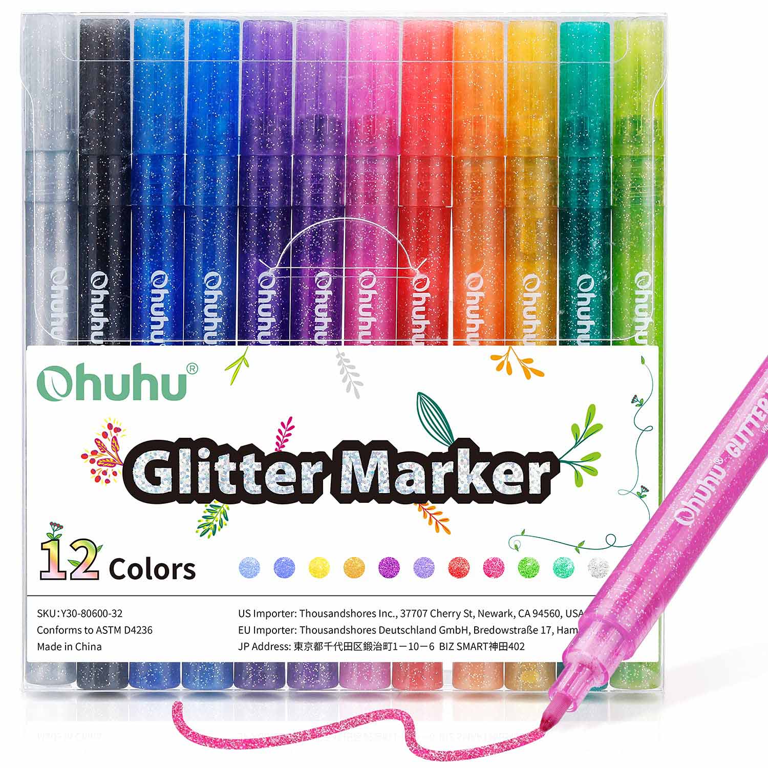 Ohuhu Glitter Metallic Marker Pens (Australia Domestic Shipping)