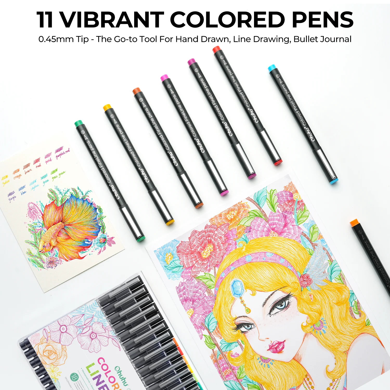 Ohuhu Hana Highway Fineliner Drawing Pens,18 Pack - Image 6