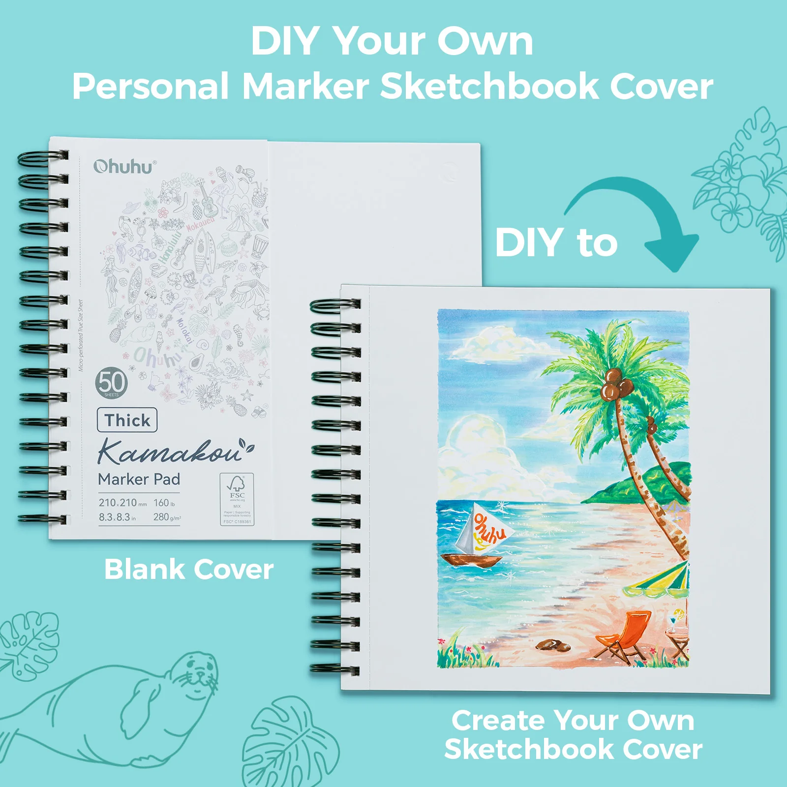 Ohuhu Heavyweight Bleedproof Double-Sided Marker Pad, Spiral-Bound - Kamakou - Image 3