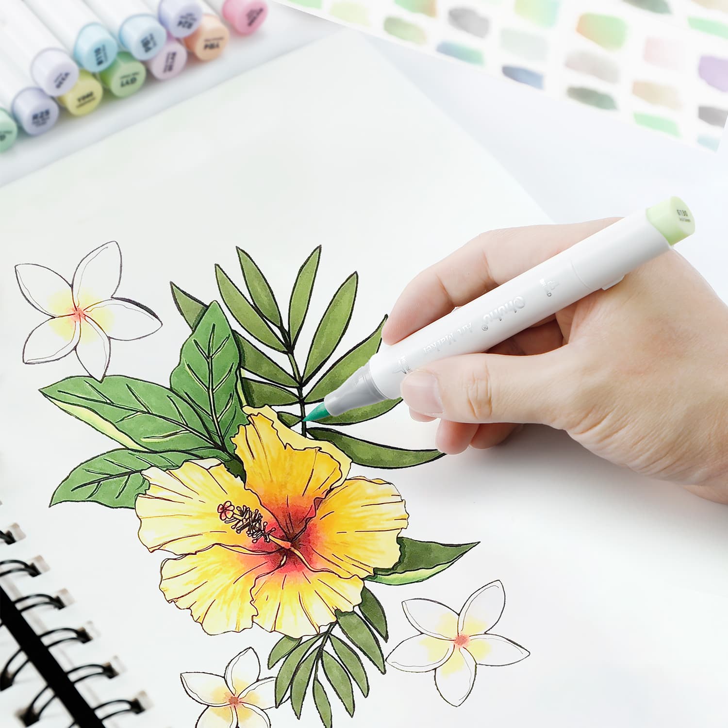 Ohuhu Honolulu 96 Pastel Colors Alcohol Art Markers - Sweetness & Blossoming (Mexico Exclusive) - Image 3