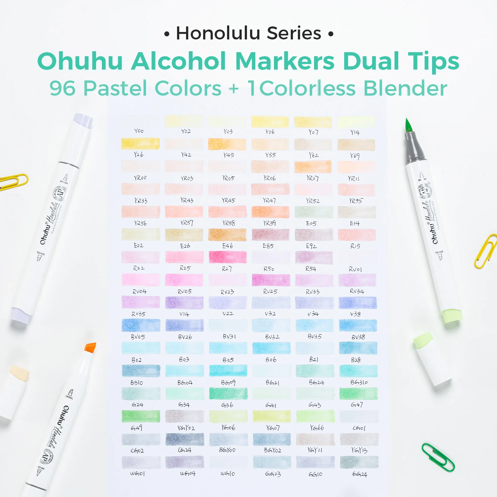 Ohuhu Honolulu 96 Pastel Colors Alcohol Art Markers - Sweetness & Blossoming (Ships from Asia Warehouse) - Image 7