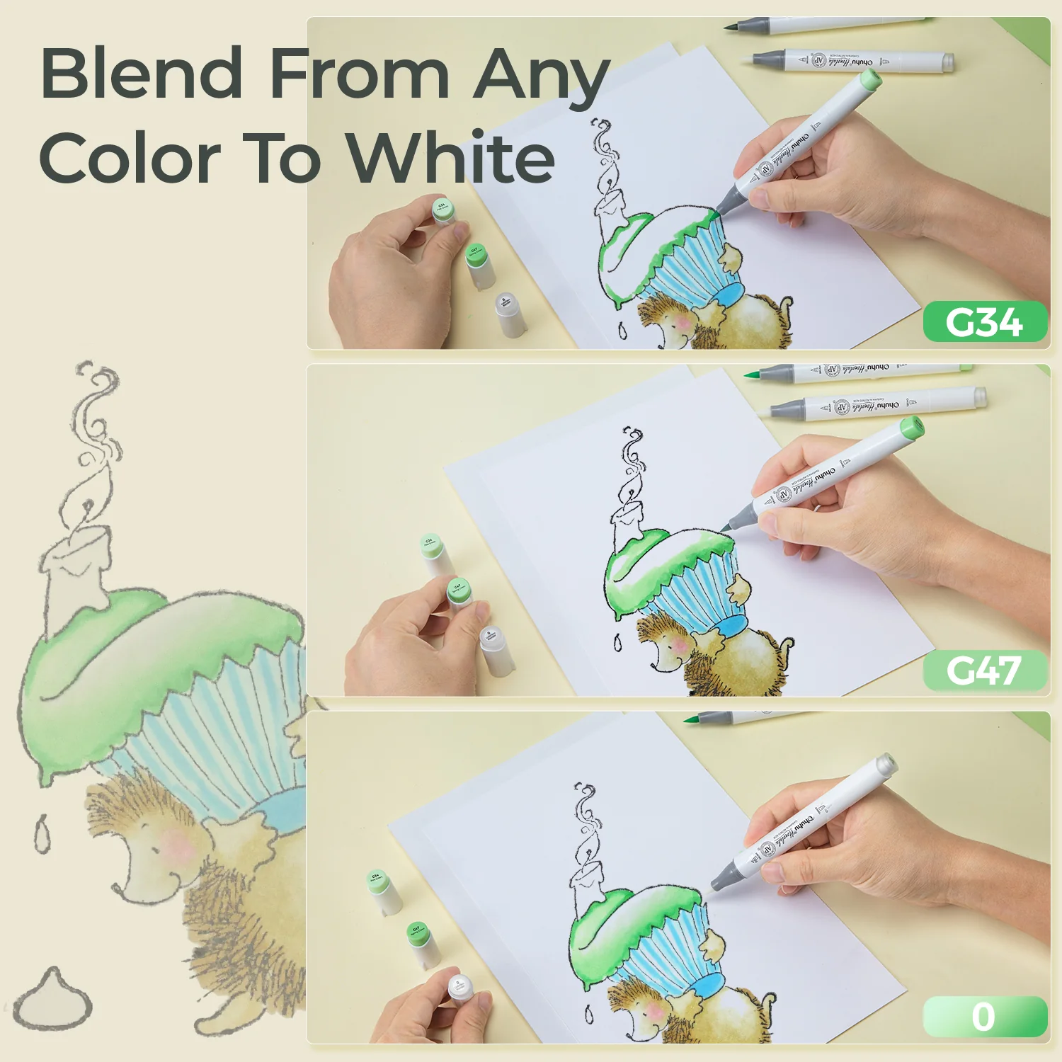 Ohuhu Honolulu Colorless Blender Marker - Pack of 6 (Australia Domestic Shipping) - Image 7