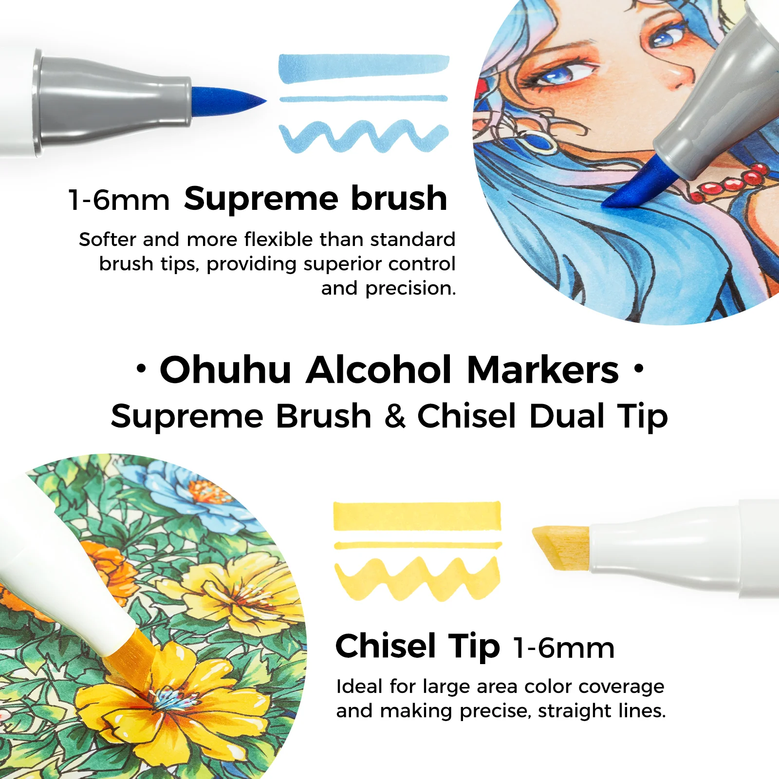 Ohuhu Honolulu Plus Series Supreme Rubber Brush Tip Markers - Image 12