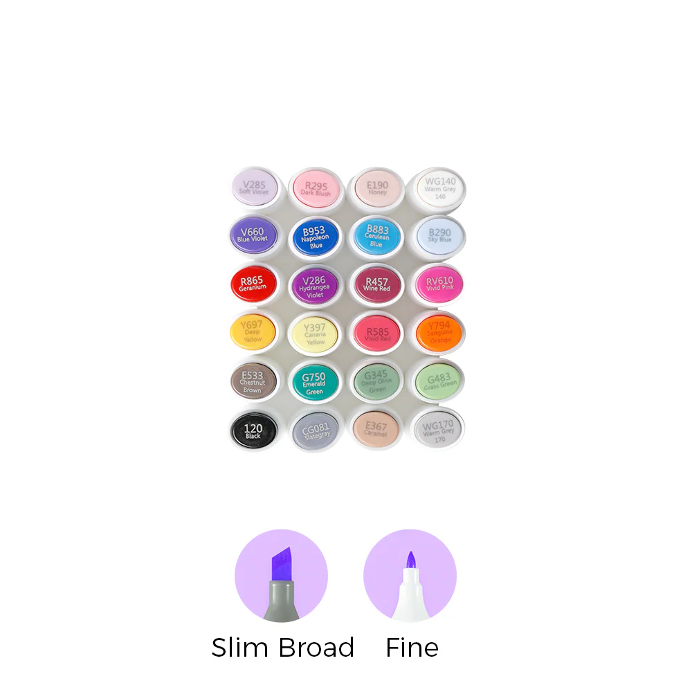 Ohuhu Kaala Five Tones Slim Broad and Fine Dual Tips Alcohol Art Markers - Image 40