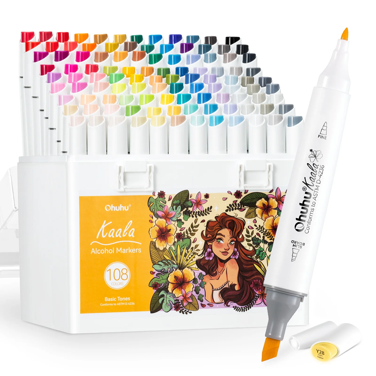 Ohuhu Kaala Five Tones Slim Broad and Fine Dual Tips Alcohol Art Markers - Image 62
