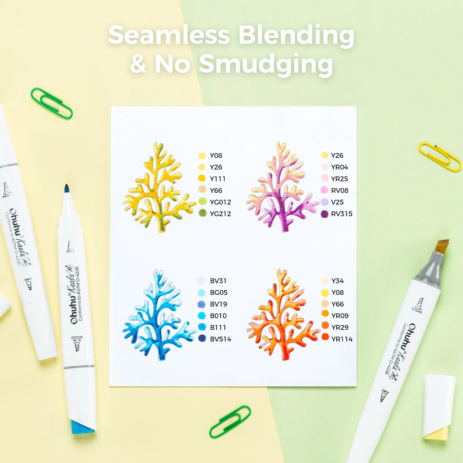 Ohuhu Kaala Five Tones Slim Broad and Fine Dual Tips Alcohol Art Markers - Image 67