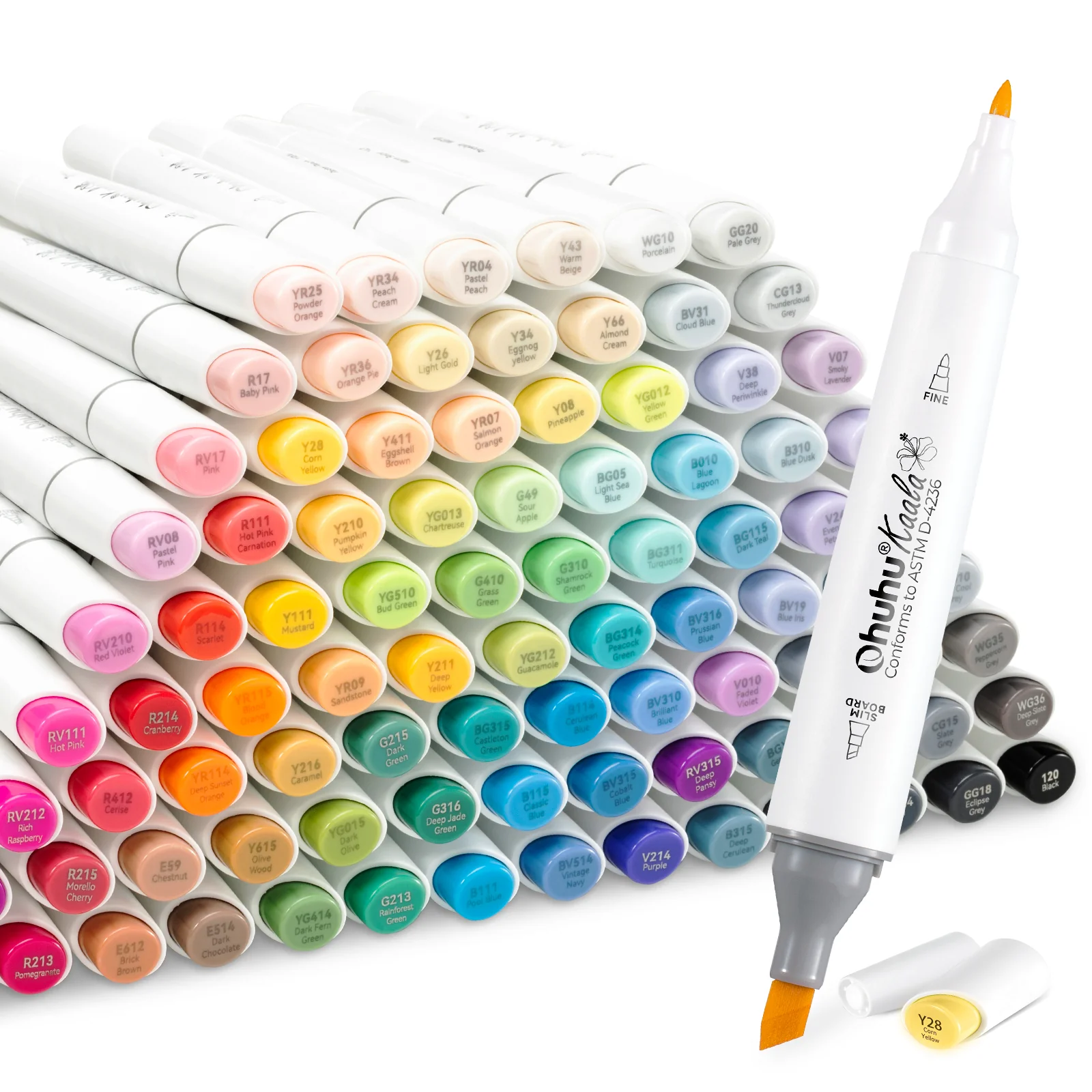 Ohuhu Kaala Five Tones Slim Broad and Fine Dual Tips Alcohol Art Markers - Image 63