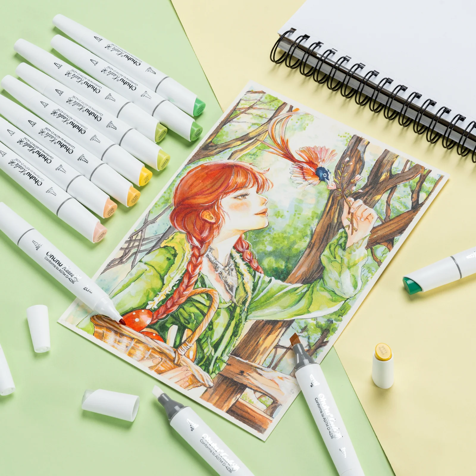 Ohuhu Kaala Five Tones Slim Broad and Fine Dual Tips Alcohol Art Markers - Image 69