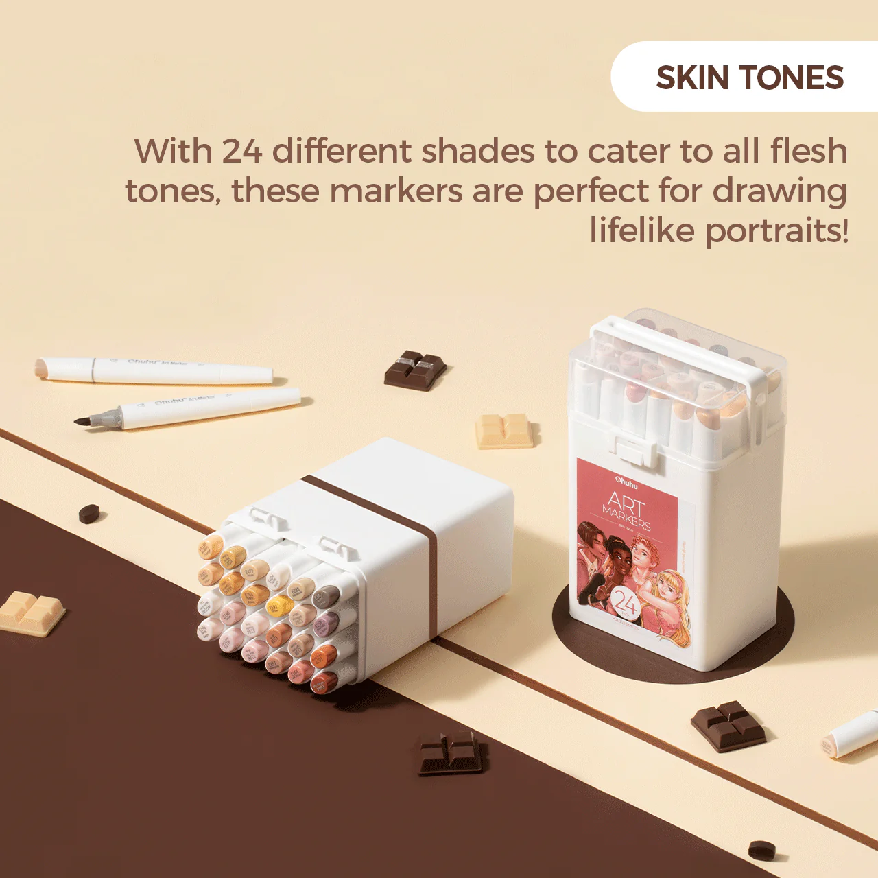 Ohuhu Kaala Five Tones Slim Broad and Fine Dual Tips Alcohol Art Markers - Image 6