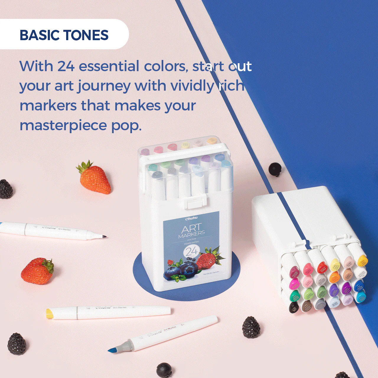 Ohuhu Kaala Five Tones Slim Broad and Fine Dual Tips Alcohol Art Markers - Image 8