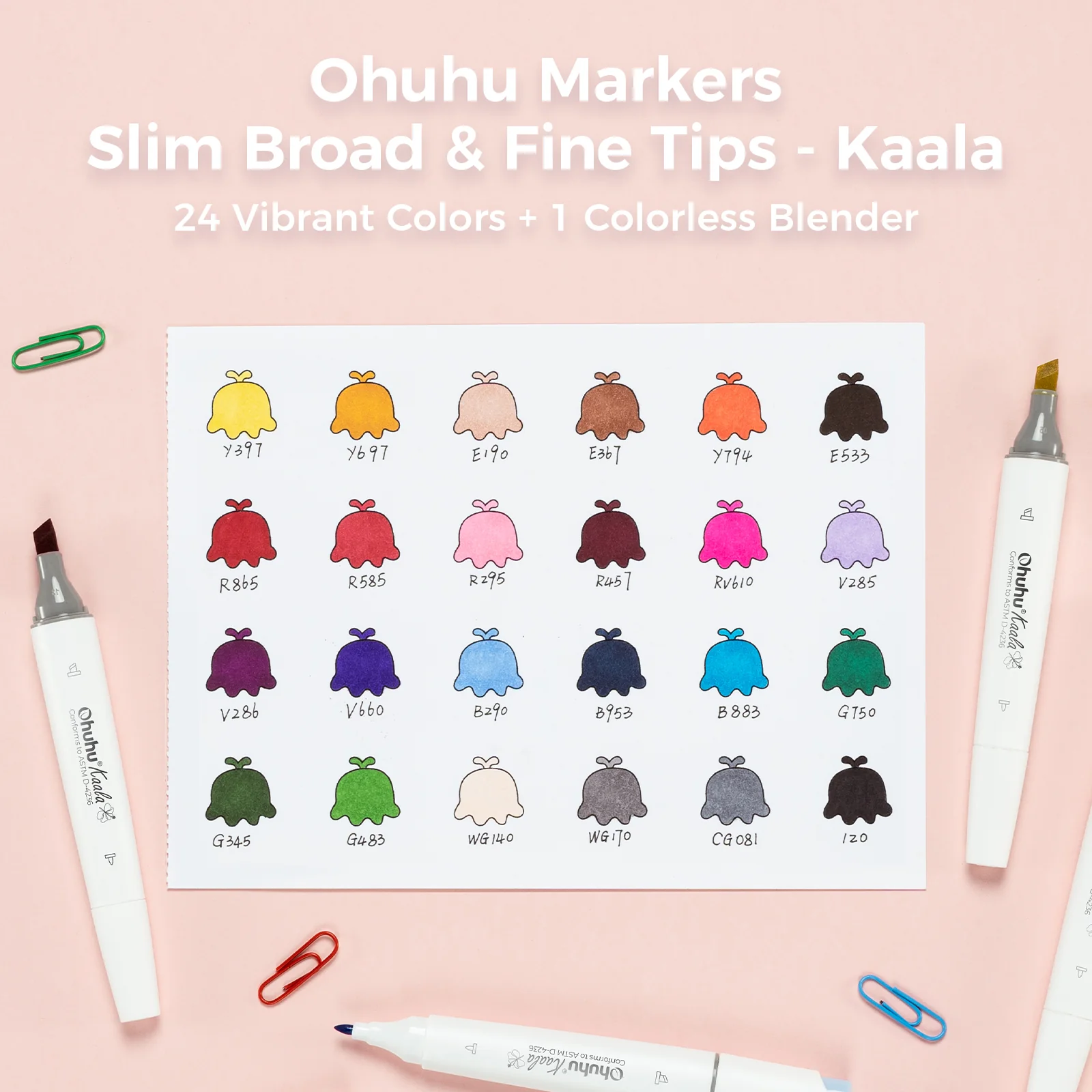 Ohuhu Kaala Five Tones Slim Broad and Fine Dual Tips Alcohol Art Markers - Image 73