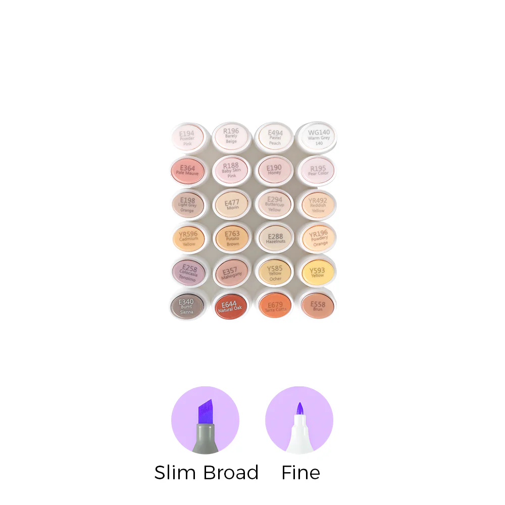 Ohuhu Kaala Five Tones Slim Broad and Fine Dual Tips Alcohol Art Markers - Image 39